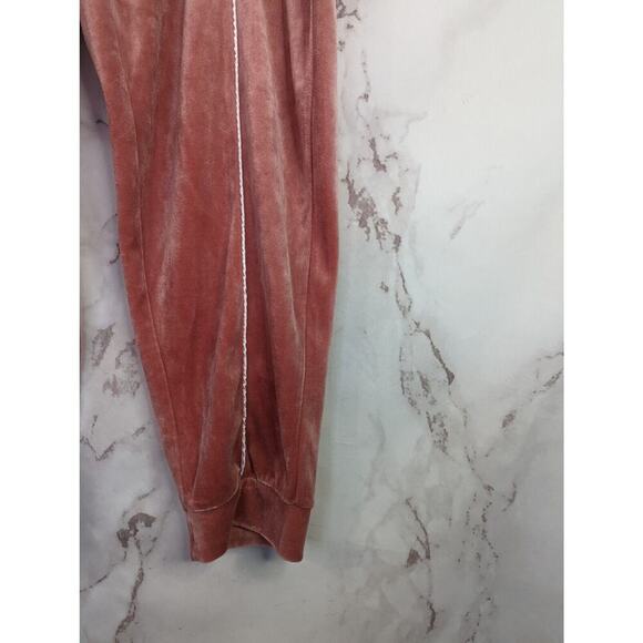 ASOS Sweatpants Women 14 Large Pink High Rise Stripe Jogger Pull On Velour Track - Picture 4 of 9